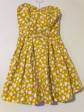 Material Girl Junior’s Pinup Strapless Heart Brushstroke Patterned Mini Dress